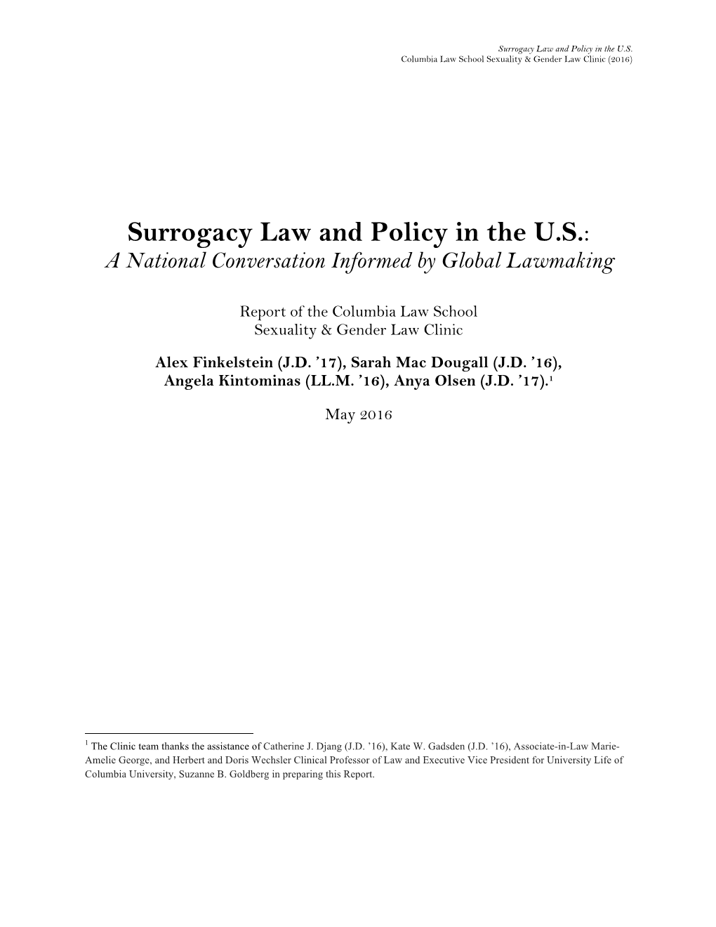 Surrogacy Law and Policy in the U.S.: a National Conversation Informed by Global Lawmaking