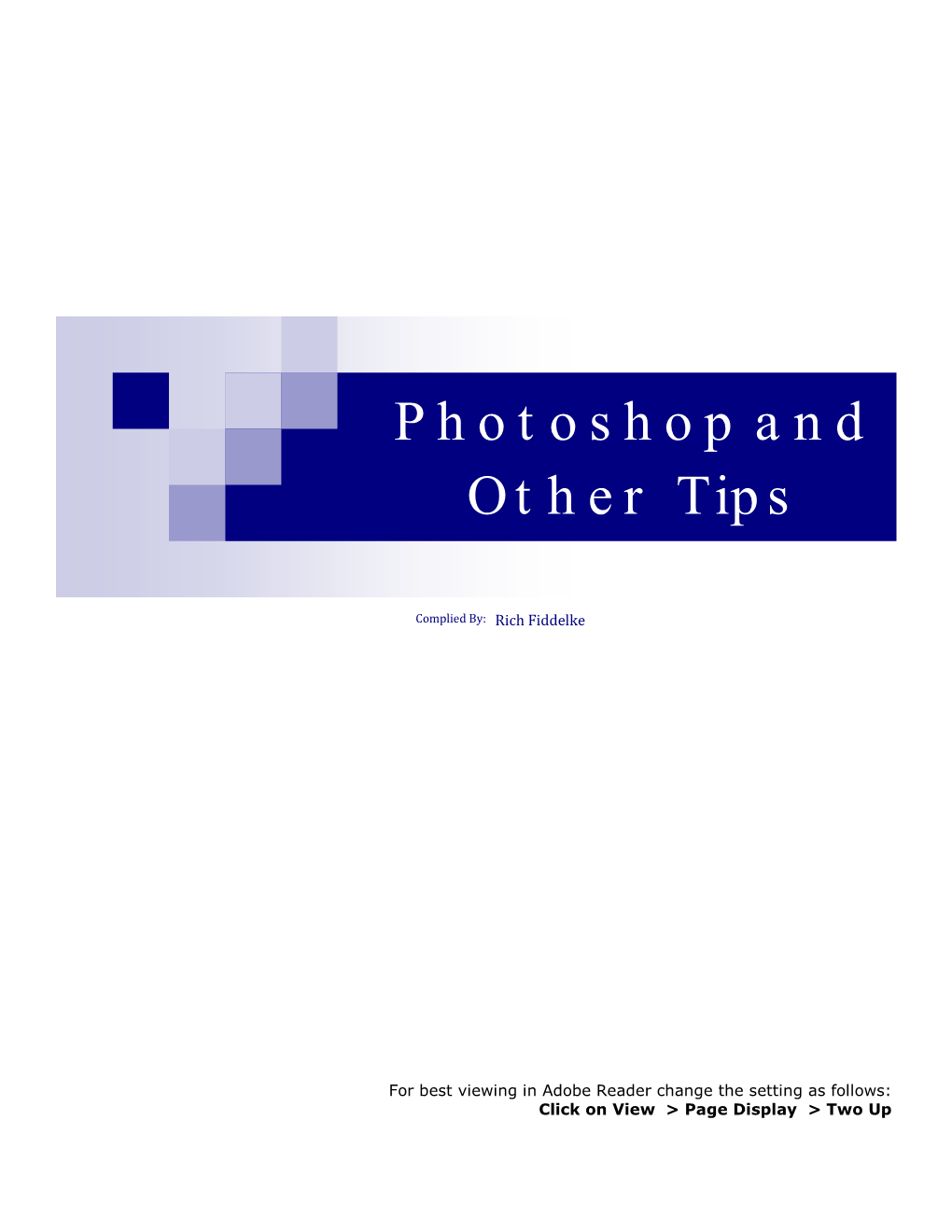 Photoshop and Other Tips