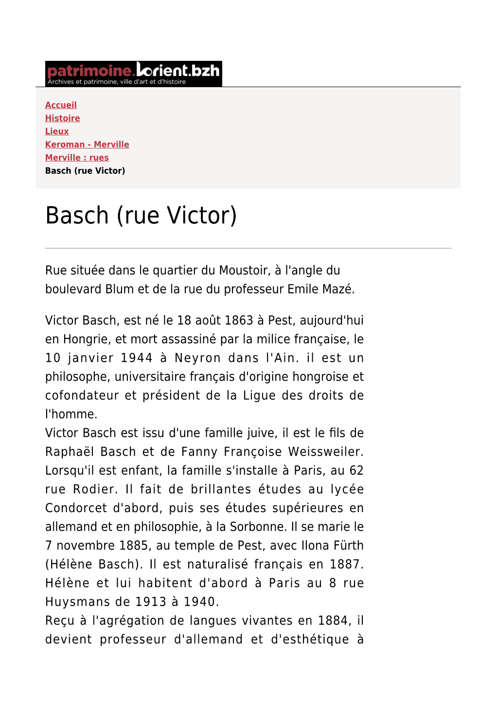 Basch (Rue Victor)