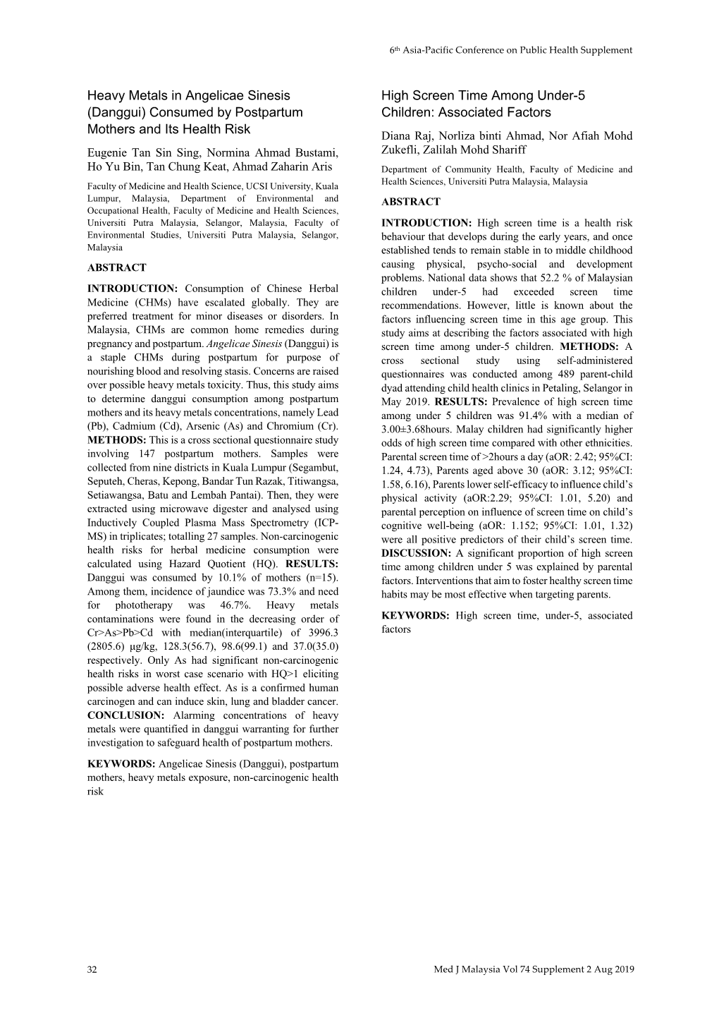 Heavy Metals in Angelicae Sinesis (Danggui)