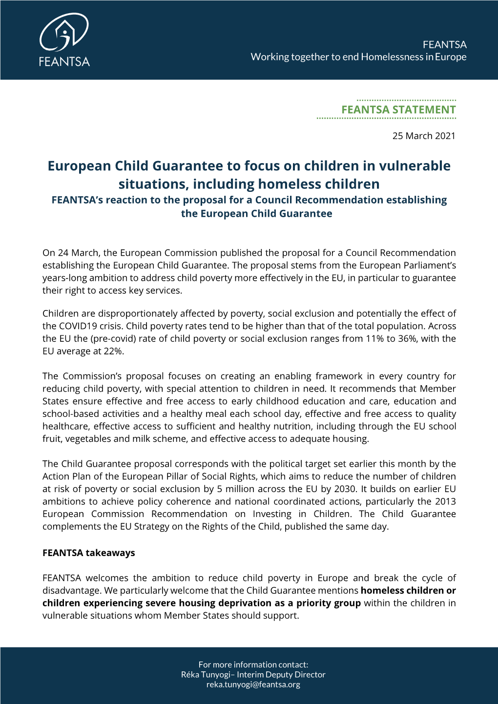 European Child Guarantee to Focus on Children in Vulnerable