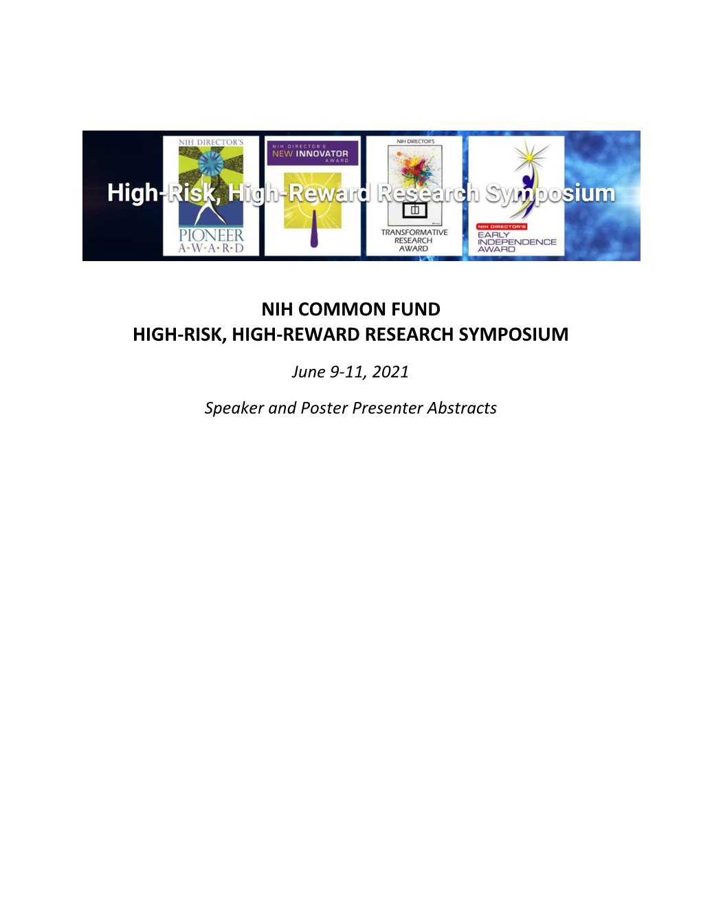 NIH High-Risk, High-Reward Research Symposium 2021 Abstracts