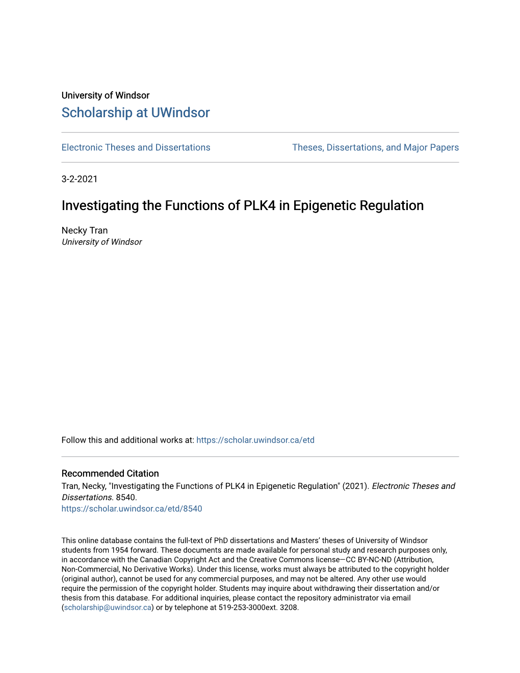Investigating the Functions of PLK4 in Epigenetic Regulation