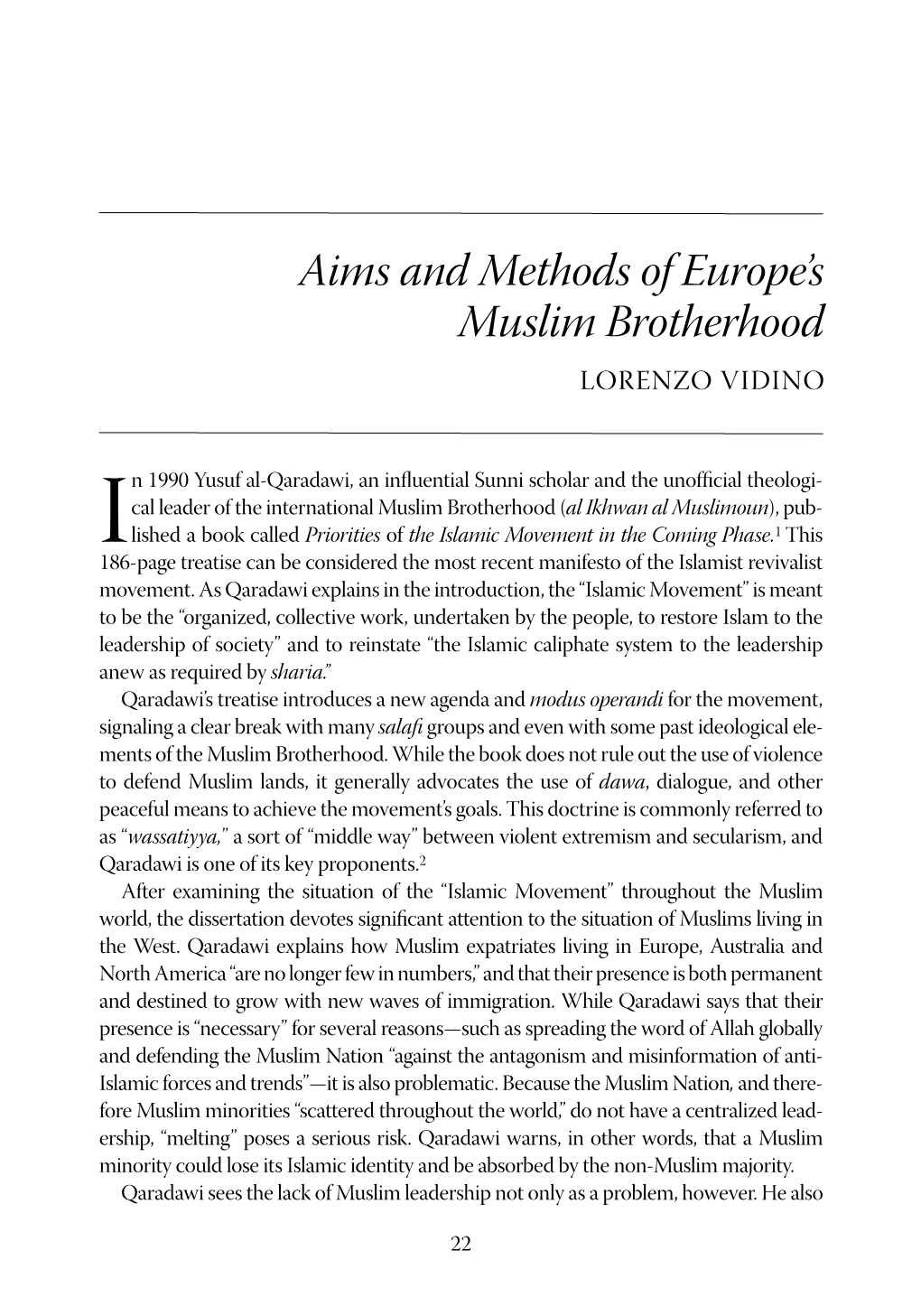 Aims and Methods of Europe's Muslim Brotherhood