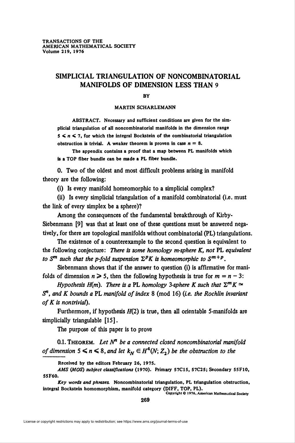 Simplicial Triangulation of Noncombinatorial Manifolds Of