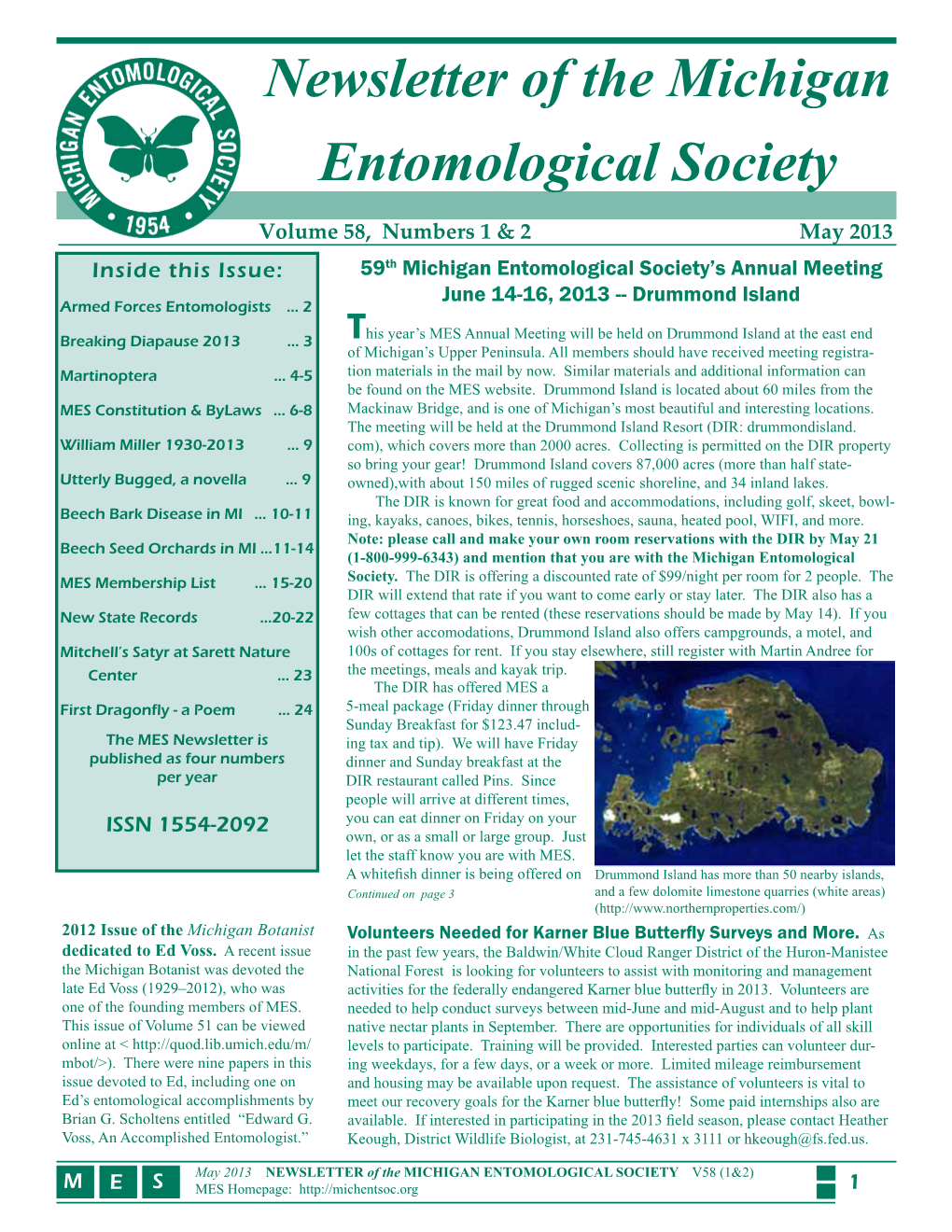 Newsletter of the Michigan Entomological Society