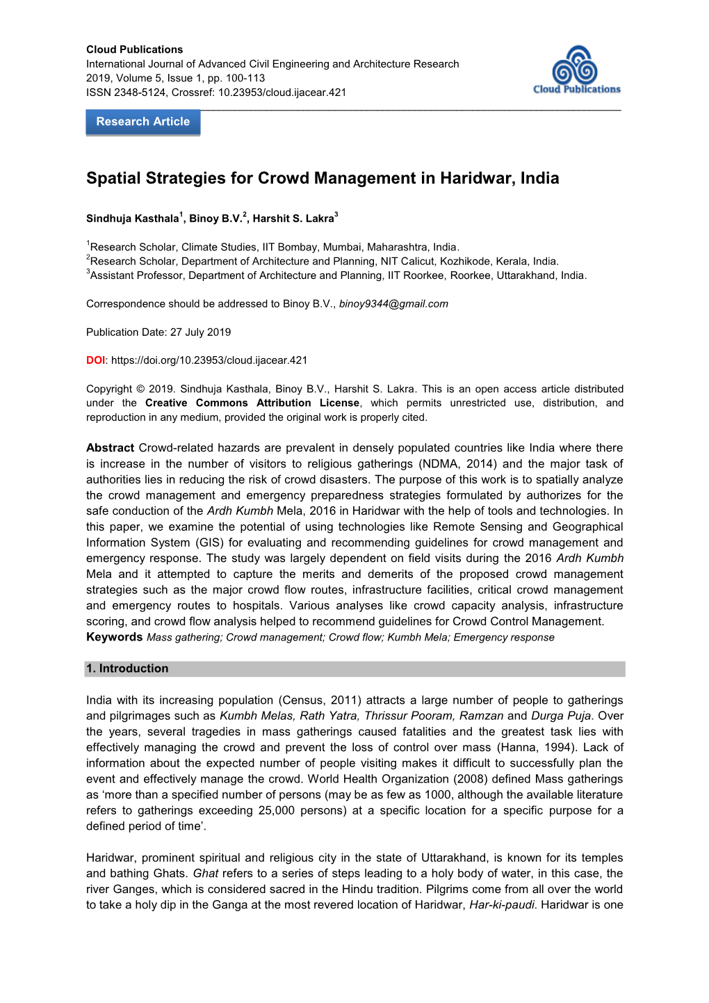 Spatial Strategies for Crowd Management in Haridwar, India