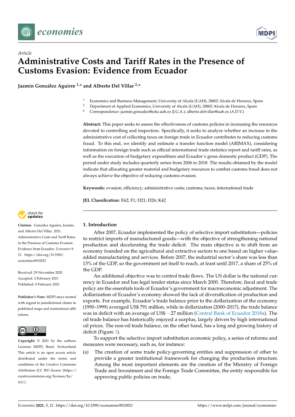 Administrative Costs and Tariff Rates in the Presence of Customs Evasion: Evidence from Ecuador