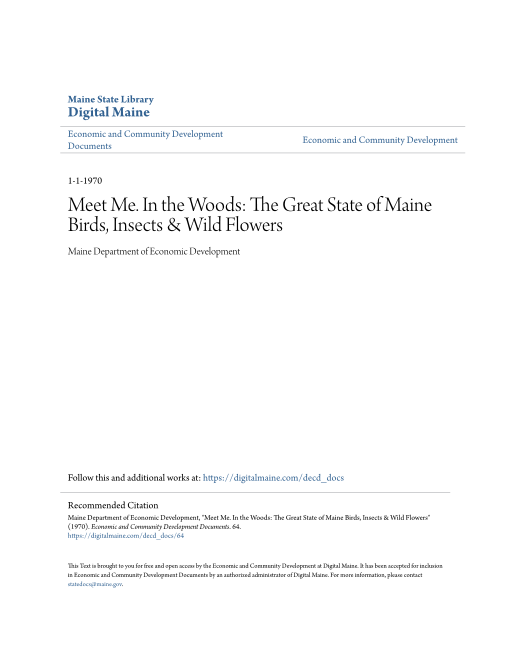 The Great State of Maine Birds, Insects & Wild Flowers