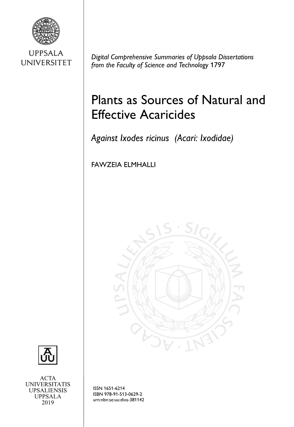 Plants As Sources of Natural and Effective Acaricides