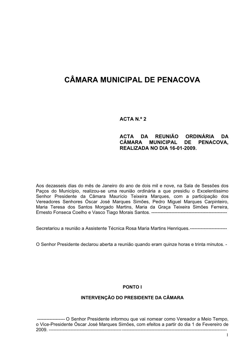 Cmara Municipal De Penacova
