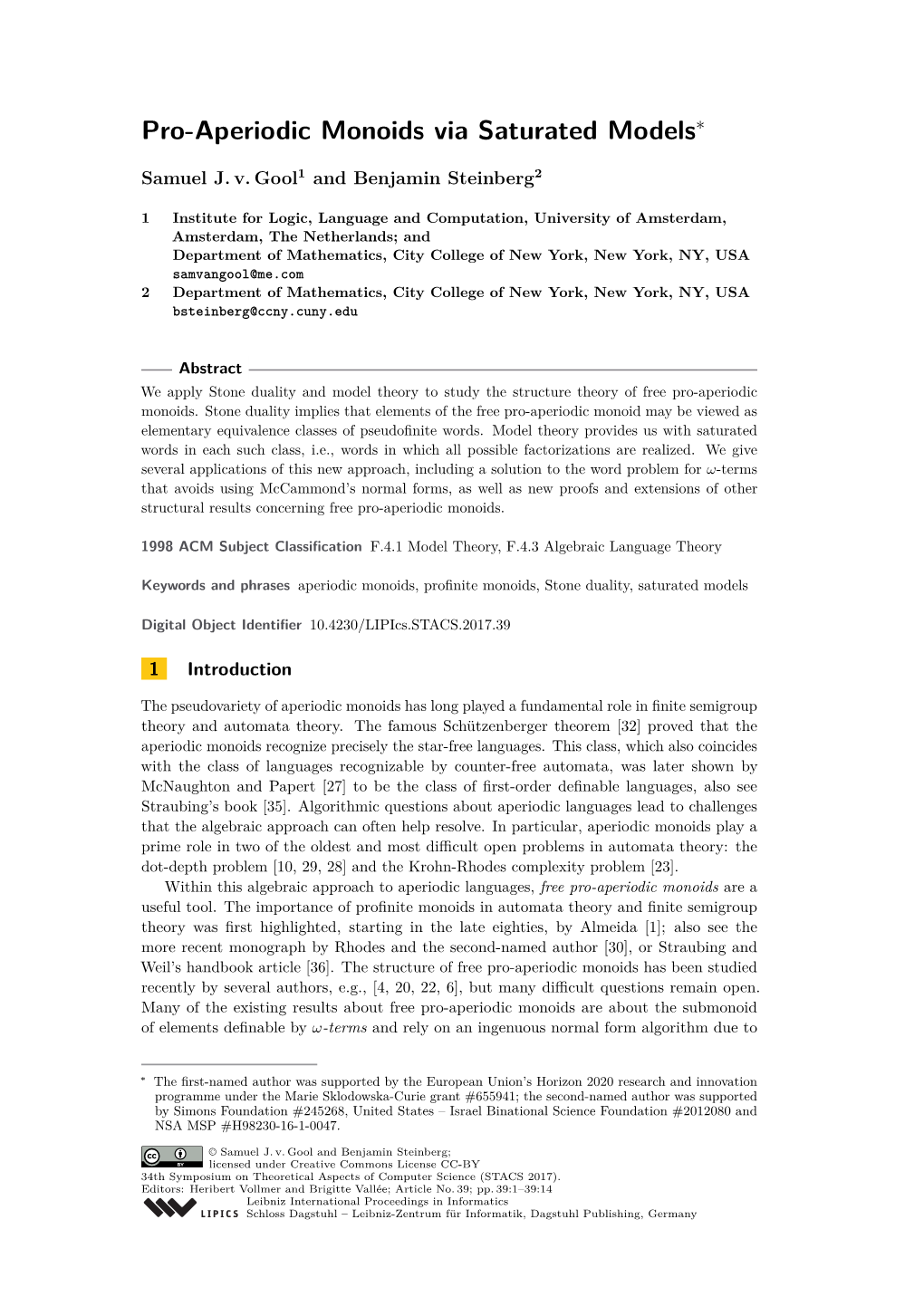 Pro-Aperiodic Monoids Via Saturated Models∗