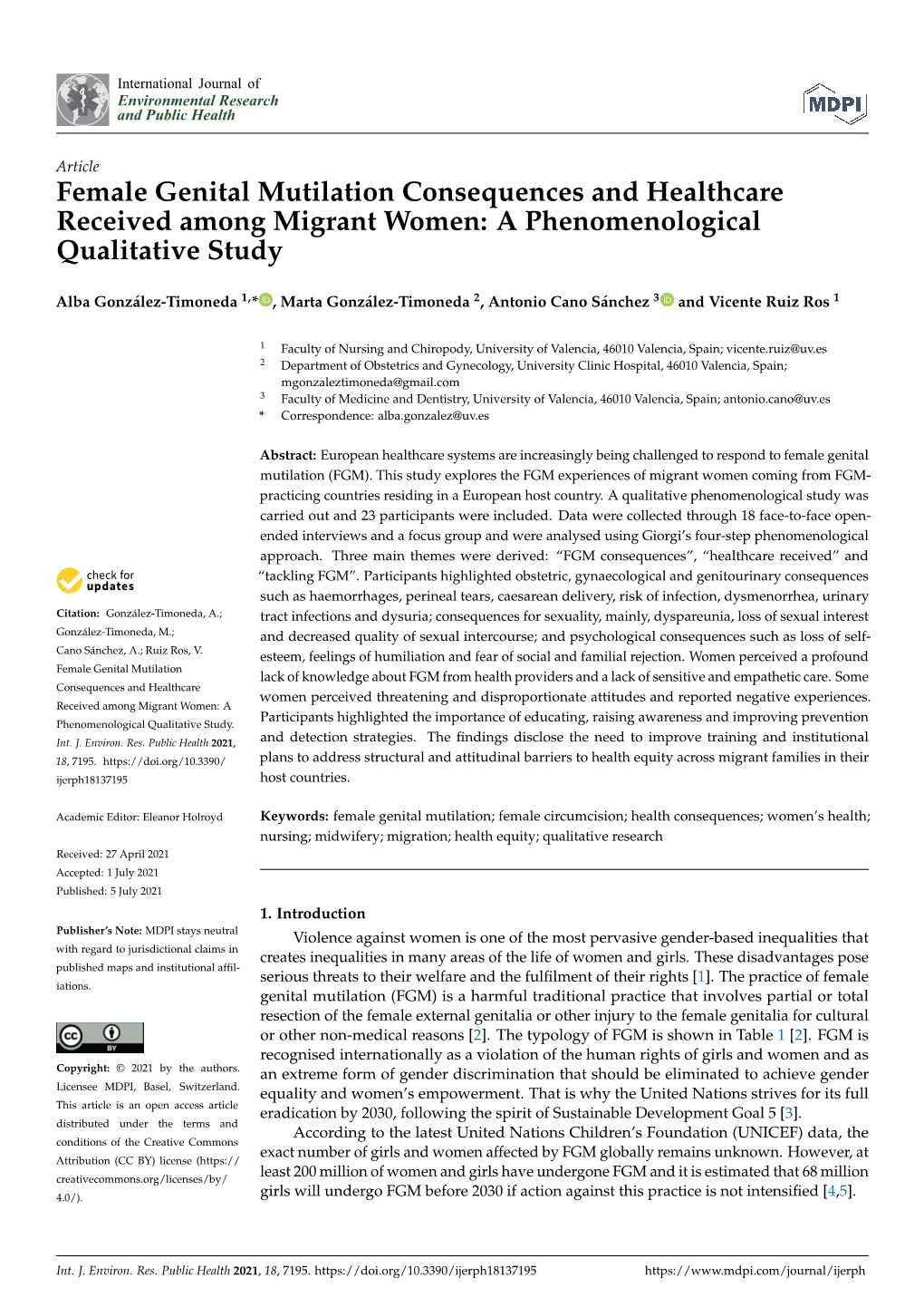 Female Genital Mutilation Consequences and Healthcare Received Among Migrant Women: a Phenomenological Qualitative Study