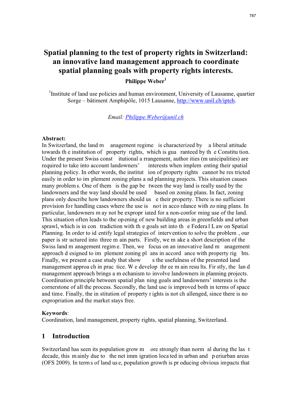 Spatial Planning to the Test of Property Rights in Switzerland: an Innovative