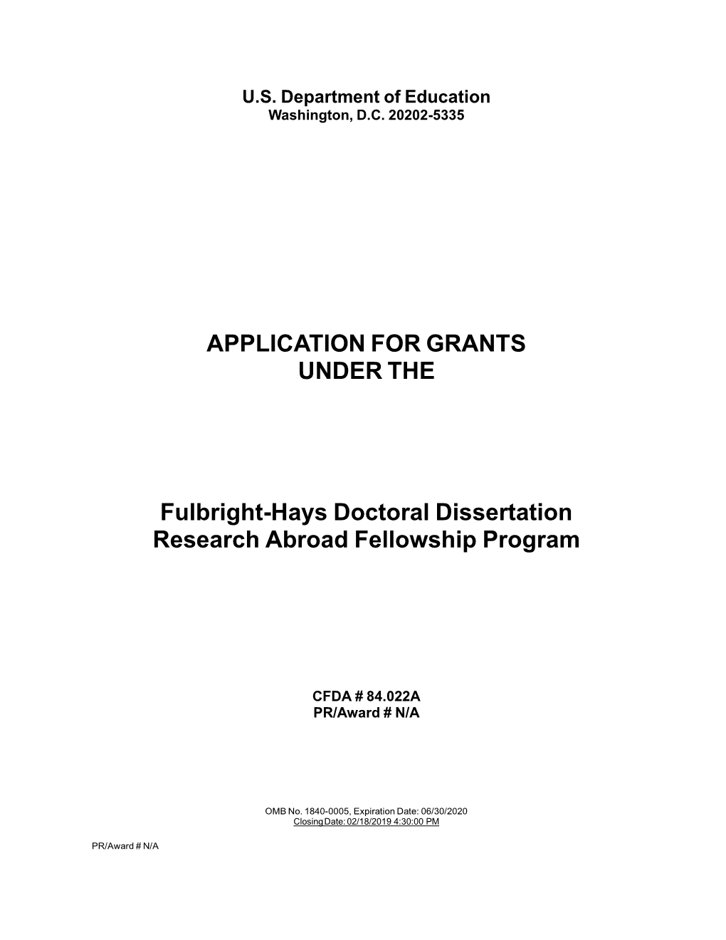 APPLICATION for GRANTS UNDER the Fulbright-Hays Doctoral