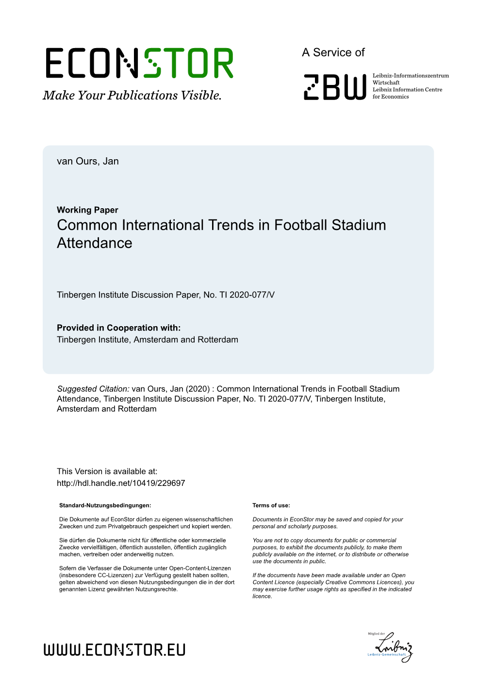 Common International Trends in Football Stadium Attendance