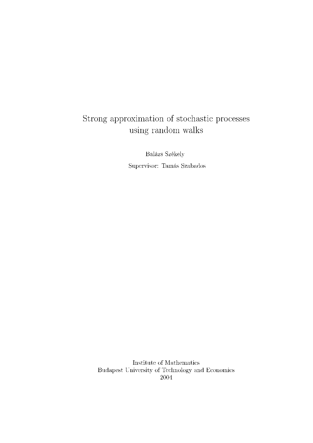 Strong Approximation of Stochastic Processes Using Random Walks