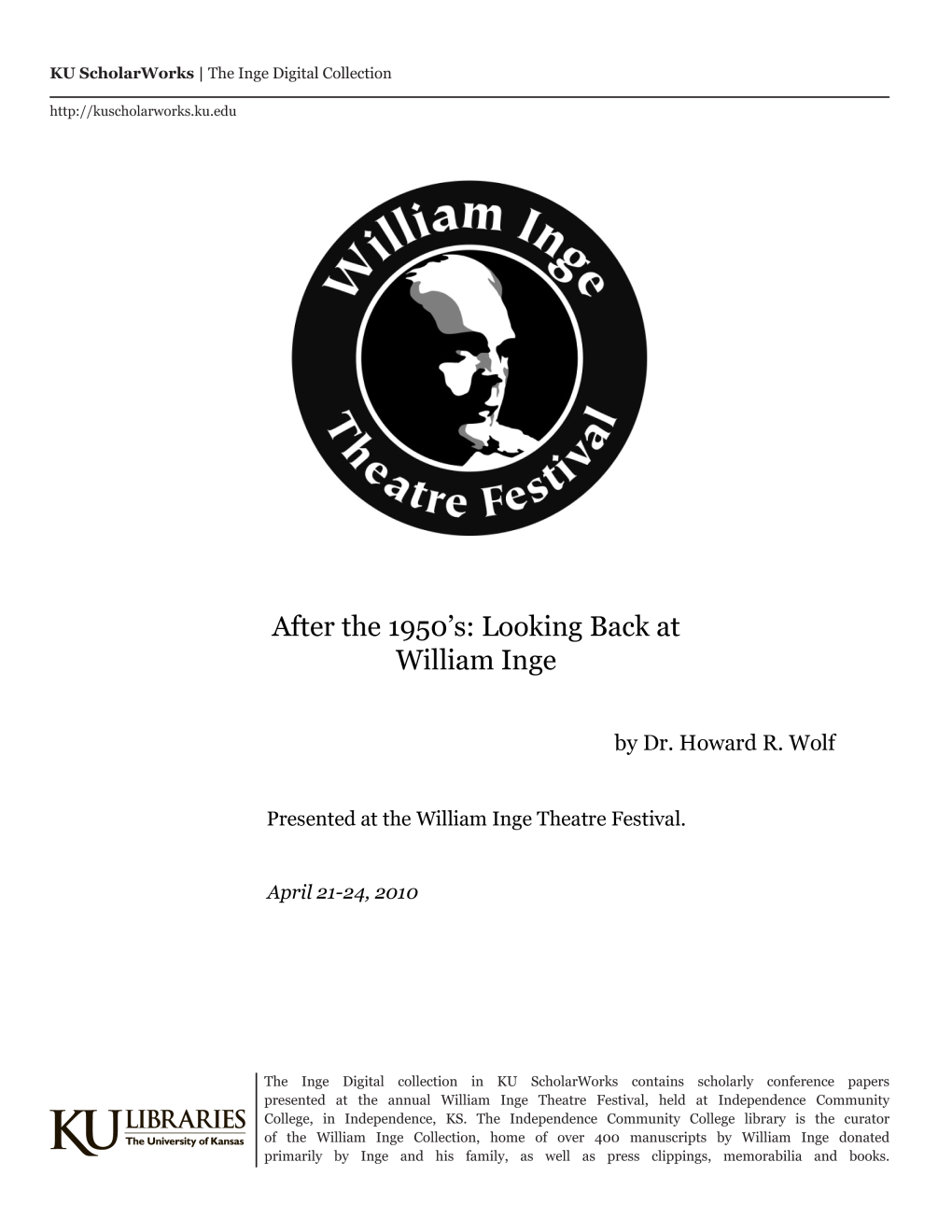 Looking Back at William Inge