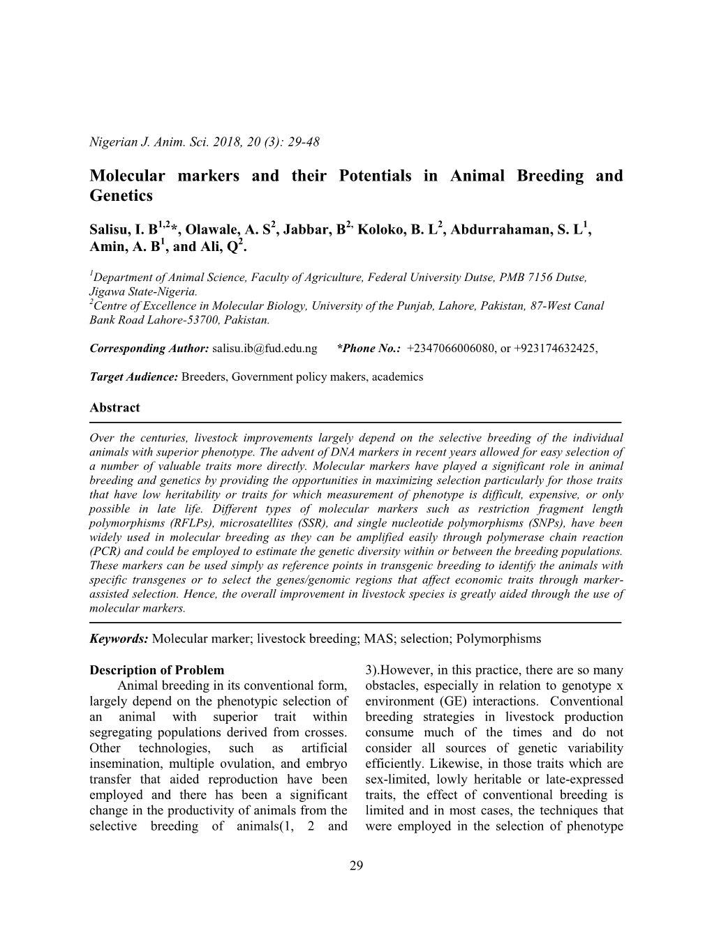 Molecular Markers and Their Potentials in Animal Breeding and Genetics