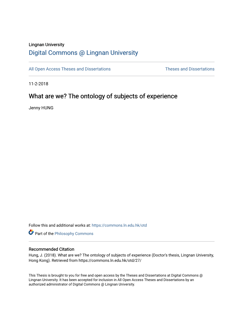 The Ontology of Subjects of Experience