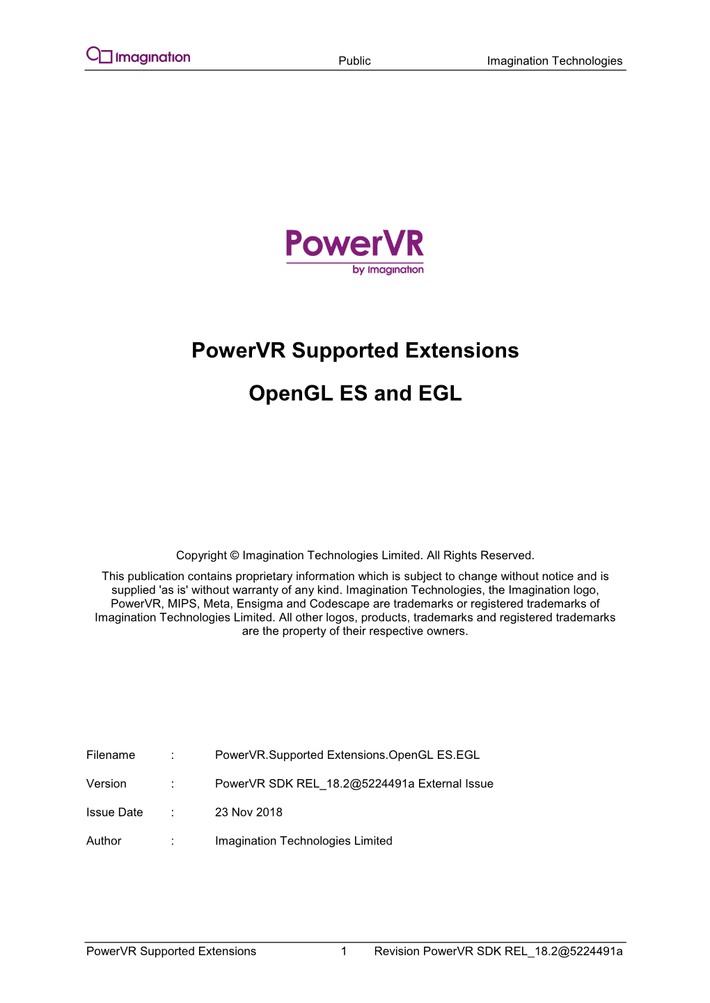 Powervr Supported Extensions Opengl ES and EGL
