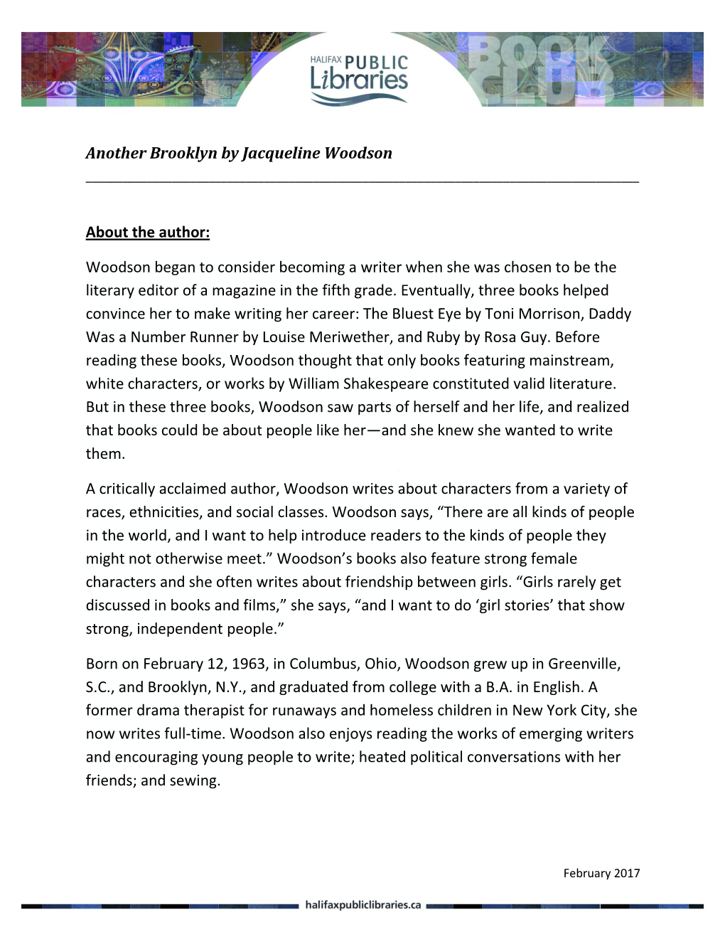 Another Brooklyn by Jacqueline Woodson ______