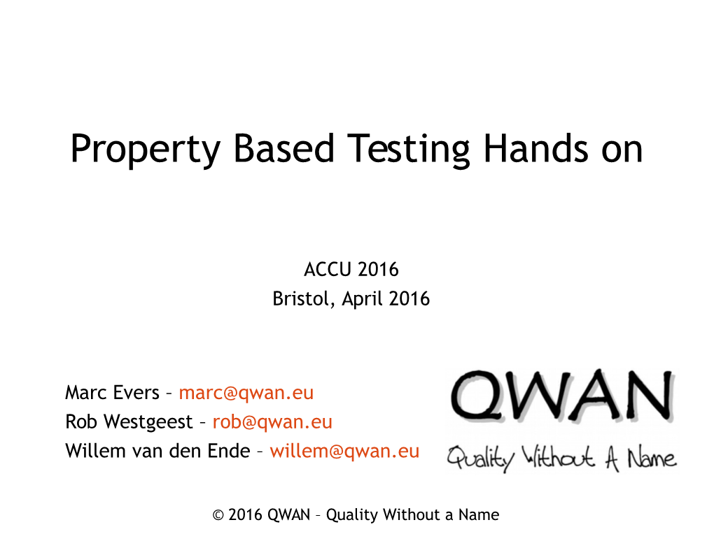 Property Based Testing Hands On