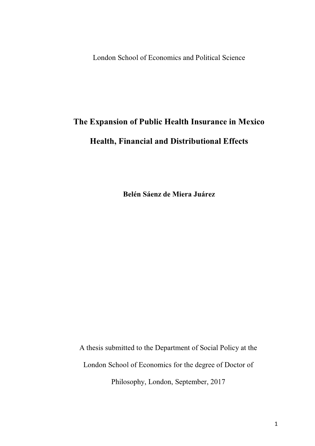 The Expansion of Public Health Insurance in Mexico Health