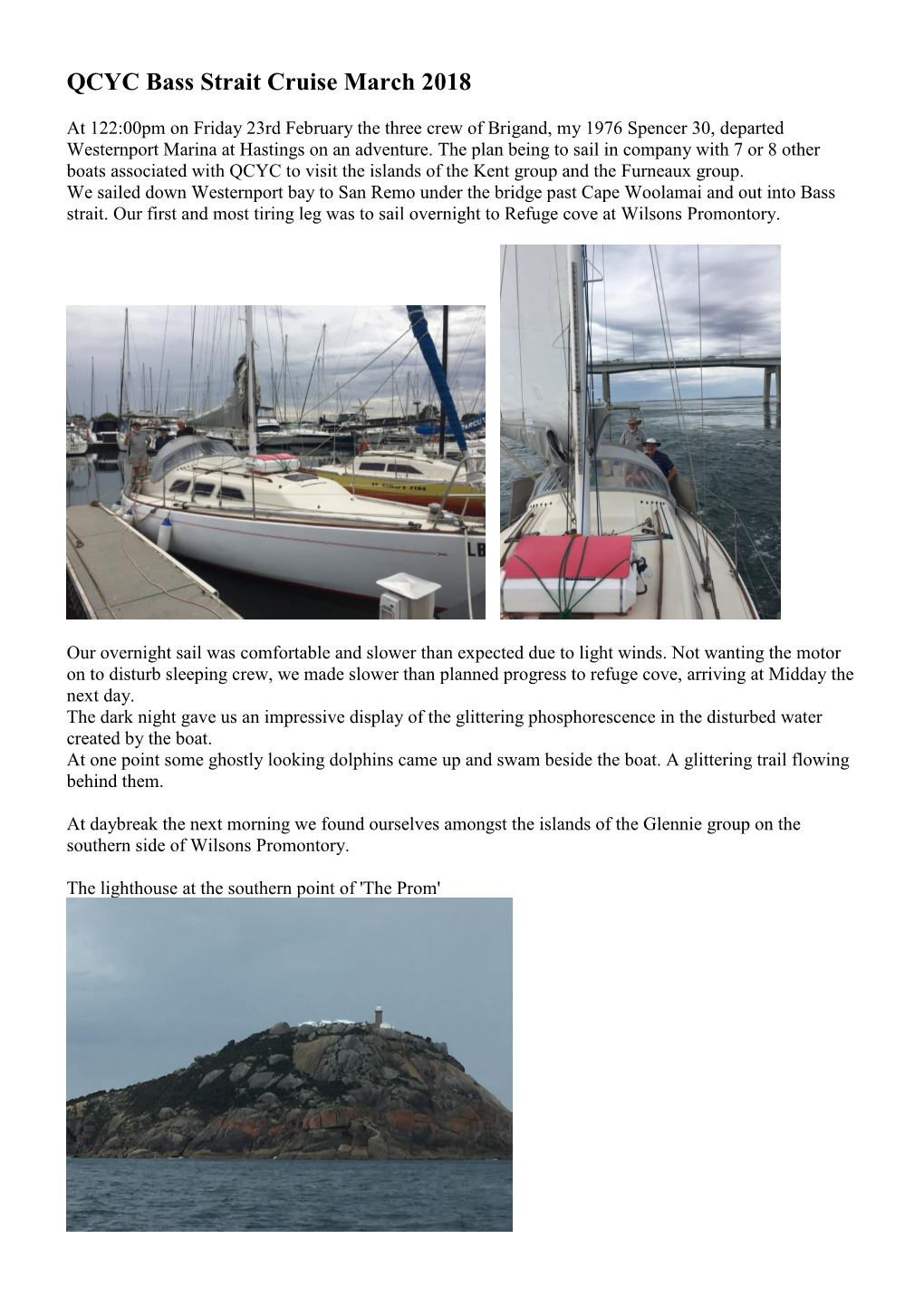 QCYC Bass Strait Cruise March 2018