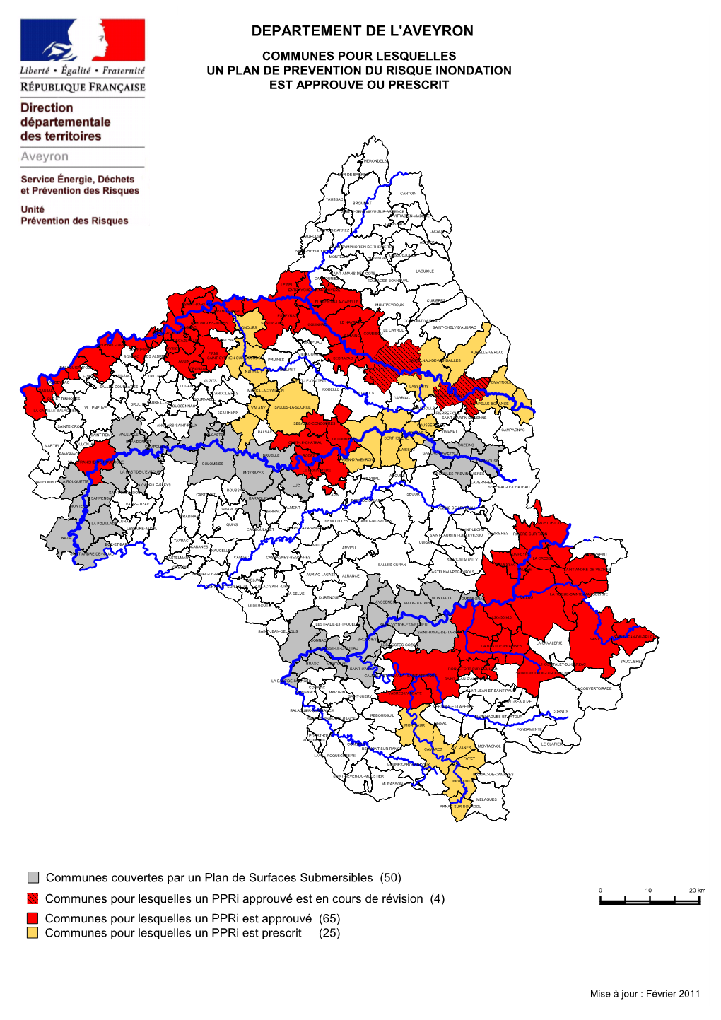 Departement De L'aveyron Communes Pour Lesquelles Un Plan De Prevention Du Risque Inondation Est Approuve Ou Prescrit