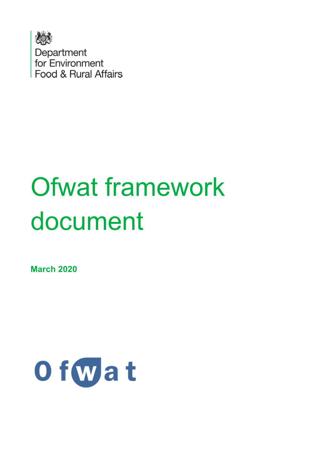 Ofwat Framework Document