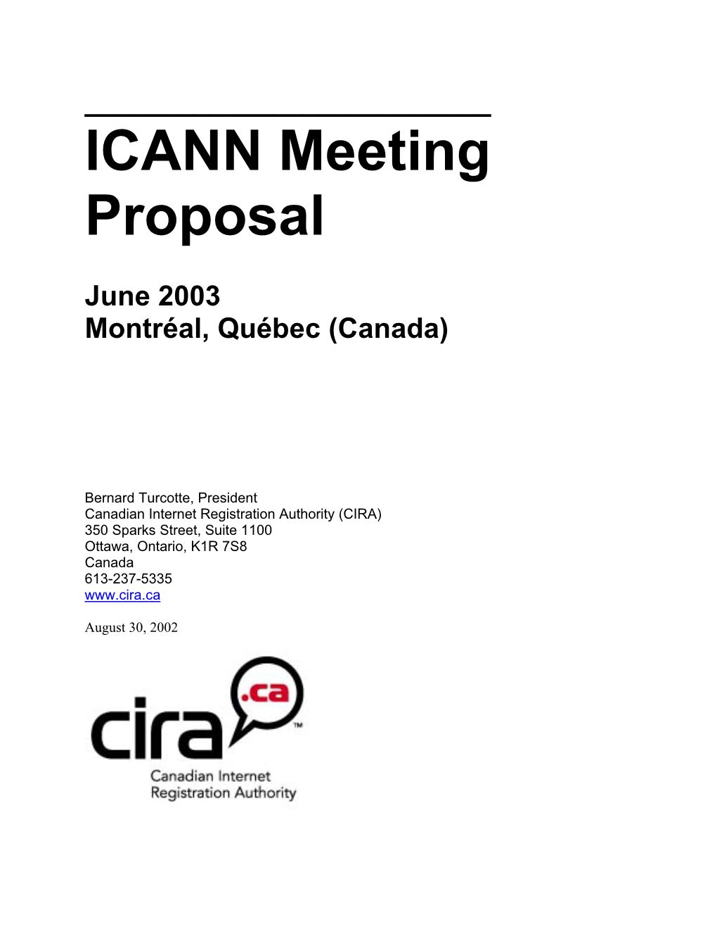 ICANN June 2003 Meeting Proposal