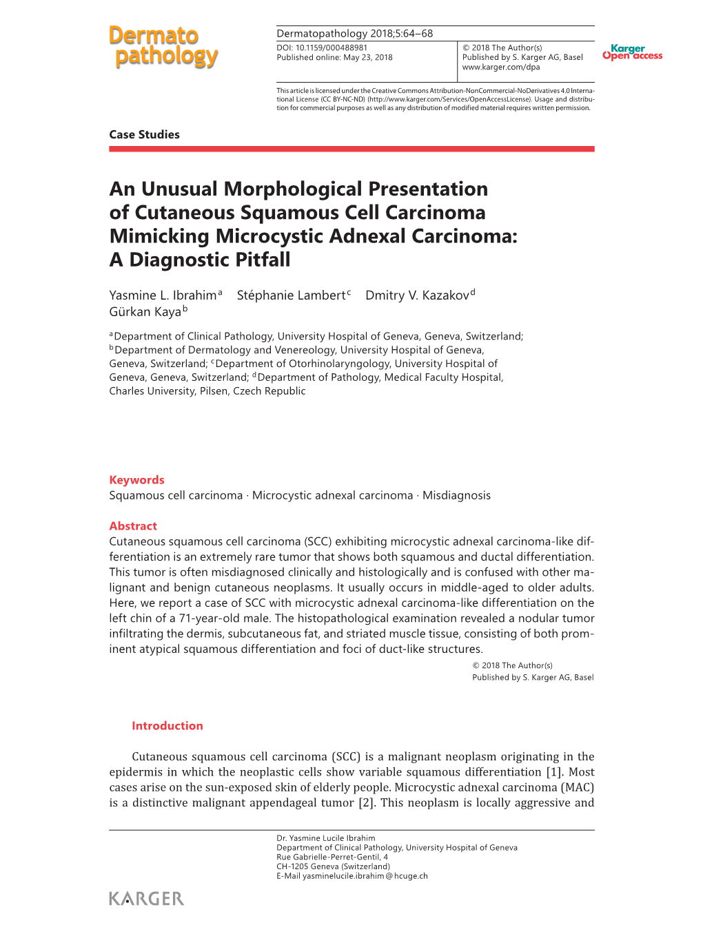 An Unusual Morphological Presentation of Cutaneous Squamous Cell Carcinoma Mimicking Microcystic Adnexal Carcinoma: a Diagnostic Pitfall