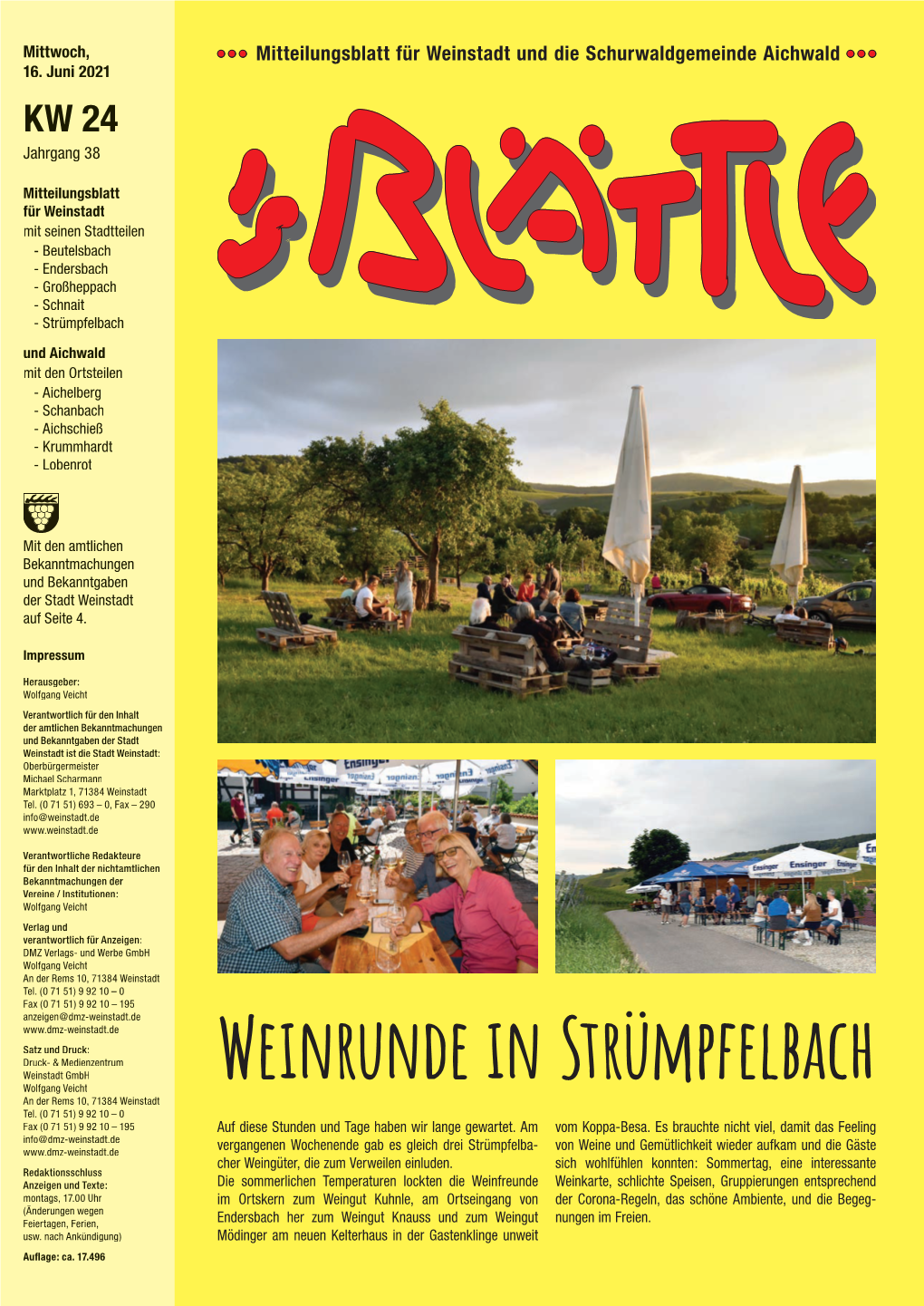 Mitteilungsblatt Für Weinstadt Und Die Schurwaldgemeinde Aichwald 16