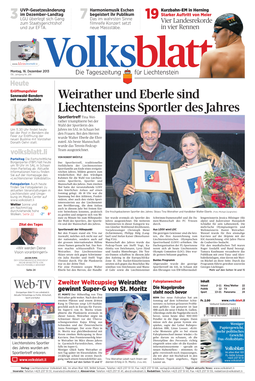 Weirather Und Eberle Sind Liechtensteins Sportler Des Jahres