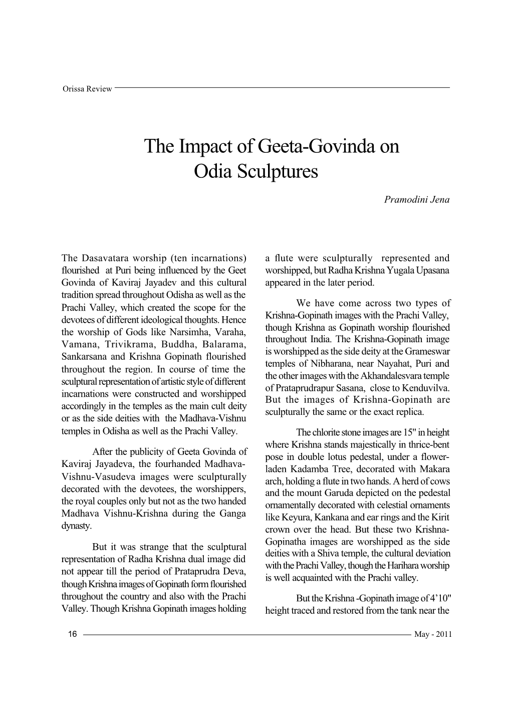 The Impact of Geeta-Govinda on Odia Sculptures