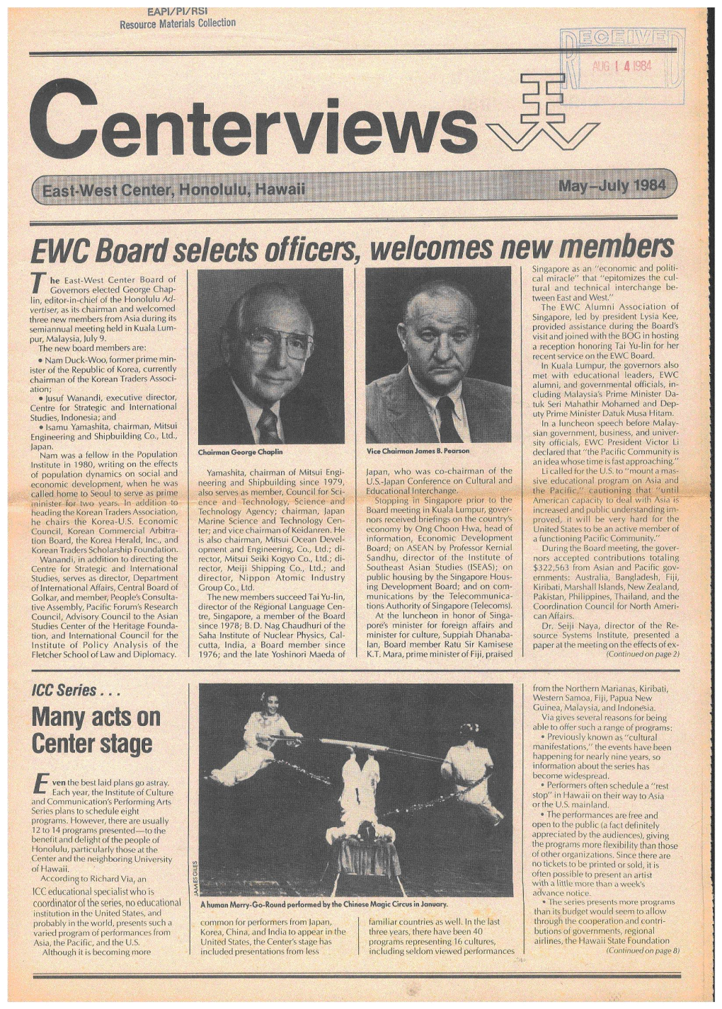 Centerviews, May-July 1984, Vol. 2, No. 3