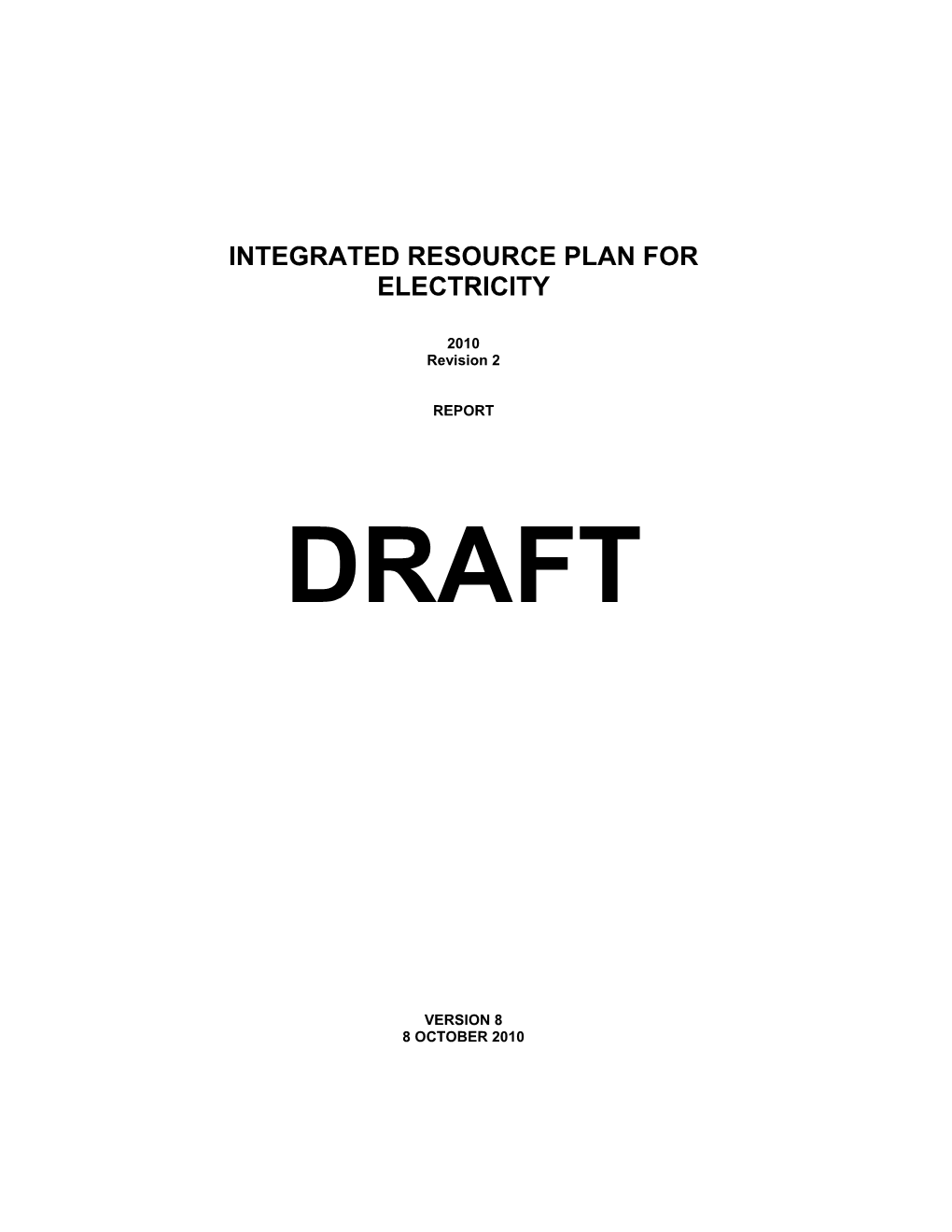 Integrated Resource Plan for Electricity