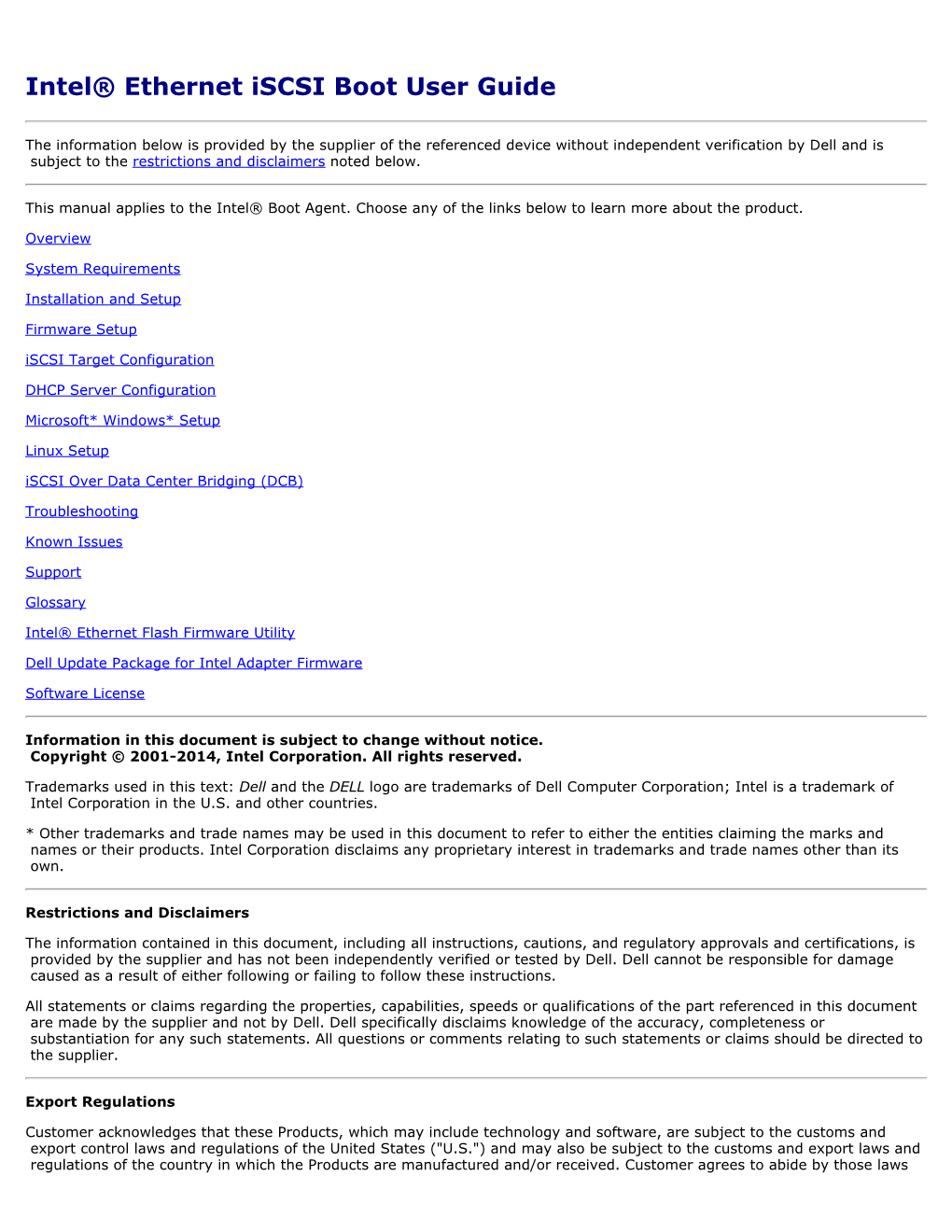 Intel Ethernet Iscsi Boot User Guide