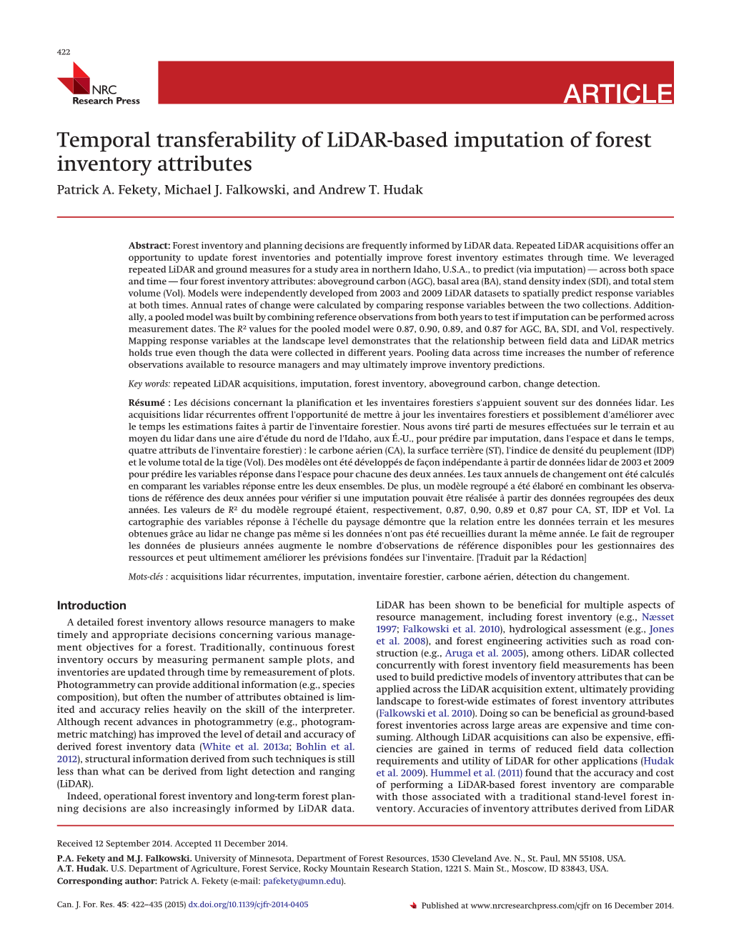 Temporal Transferability of Lidar‐Based Imputation of Forest
