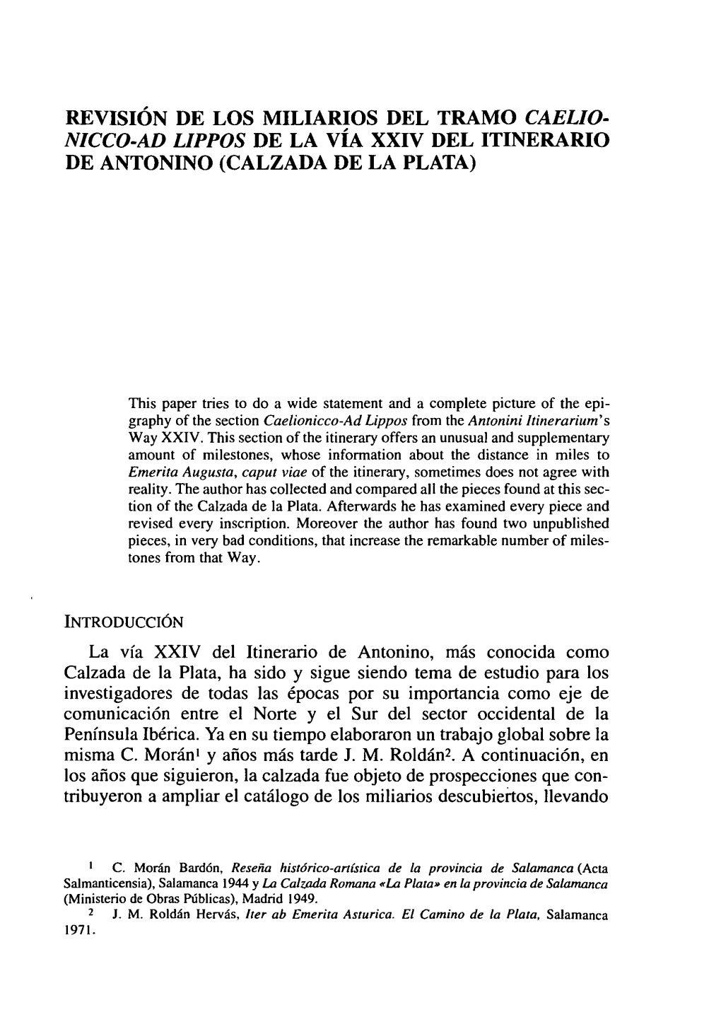 Revisión De Los Miliarios Del Tramo Caelionicco-Ad Lippos De La Via