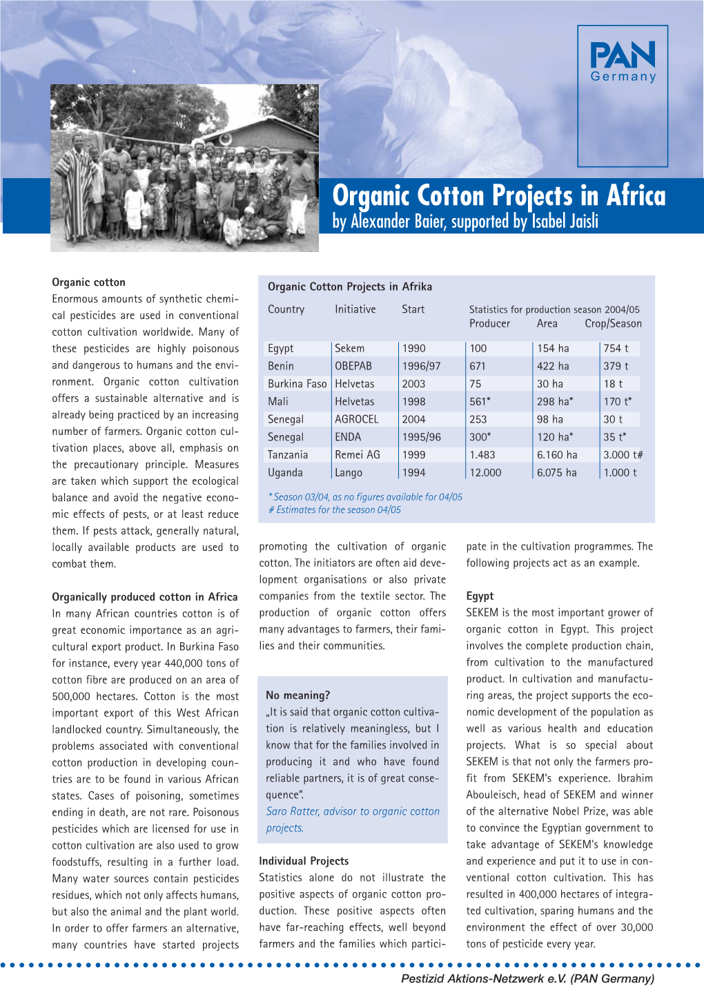 Organic Cotton Projects in Africa by Alexander Baier, Supported by Isabel Jaisli