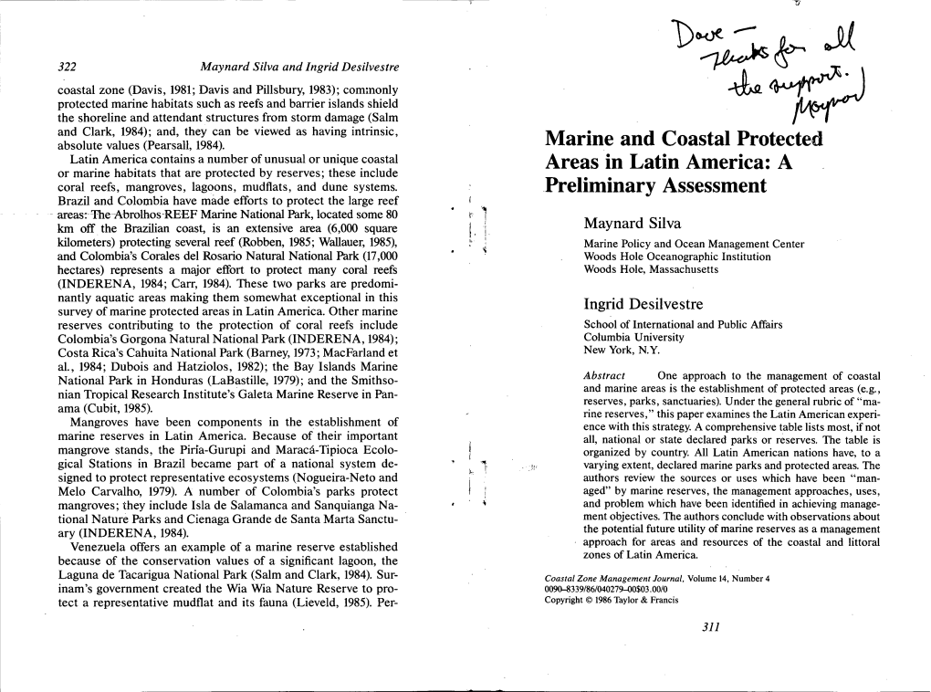 I. Marine and Coastal Protected Areas in Latin America