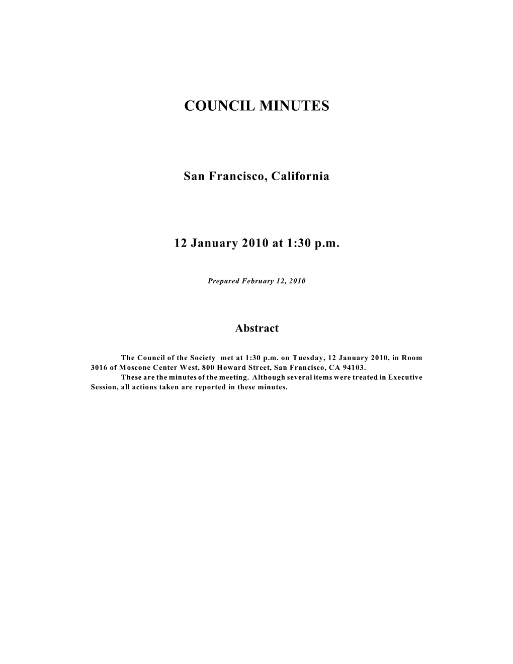 AMS Council Minutes