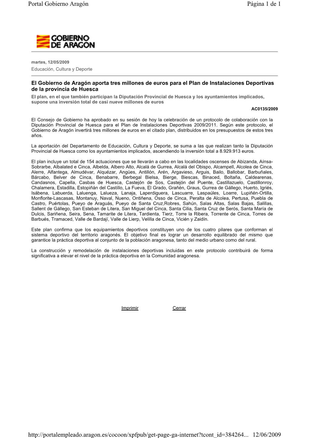 Página 1 De 1 Portal Gobierno Aragón 12/06/2009