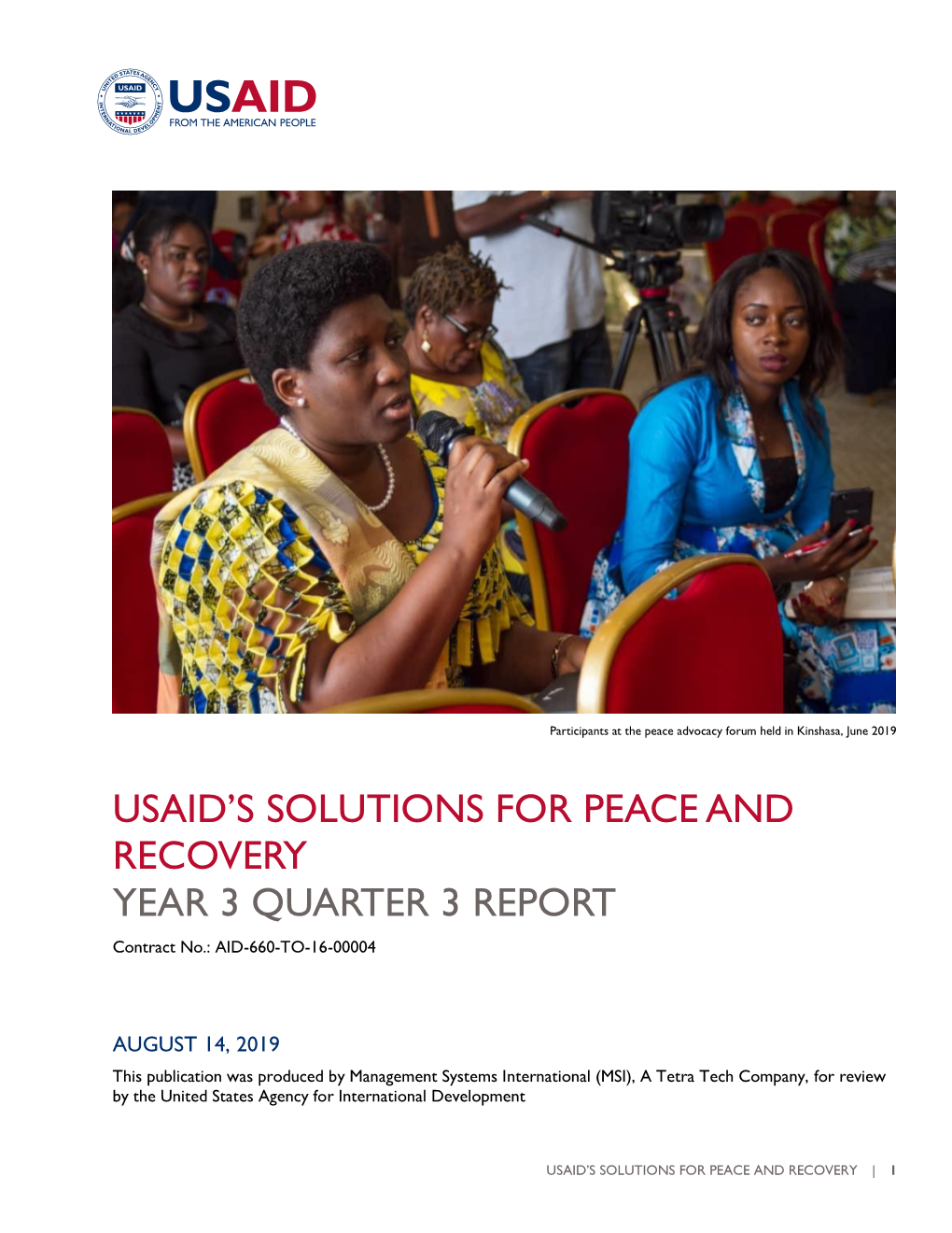 Usaid's Solutions for Peace and Recovery Year 3