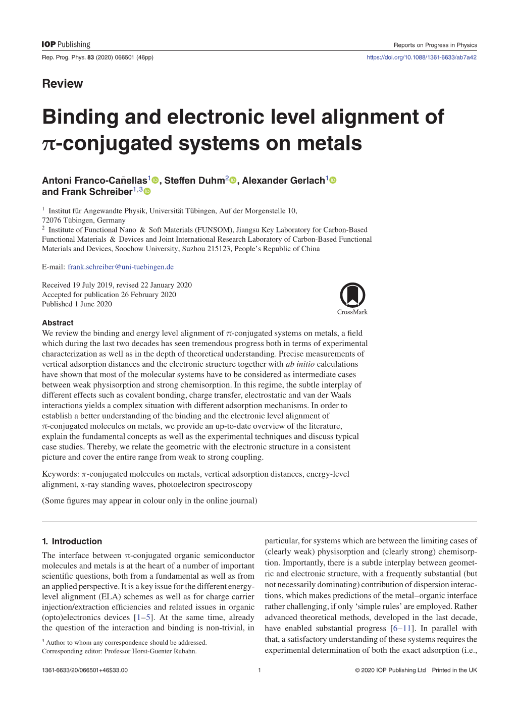 Binding and Electronic Level Alignment of Π-Conjugated Systems on Metals