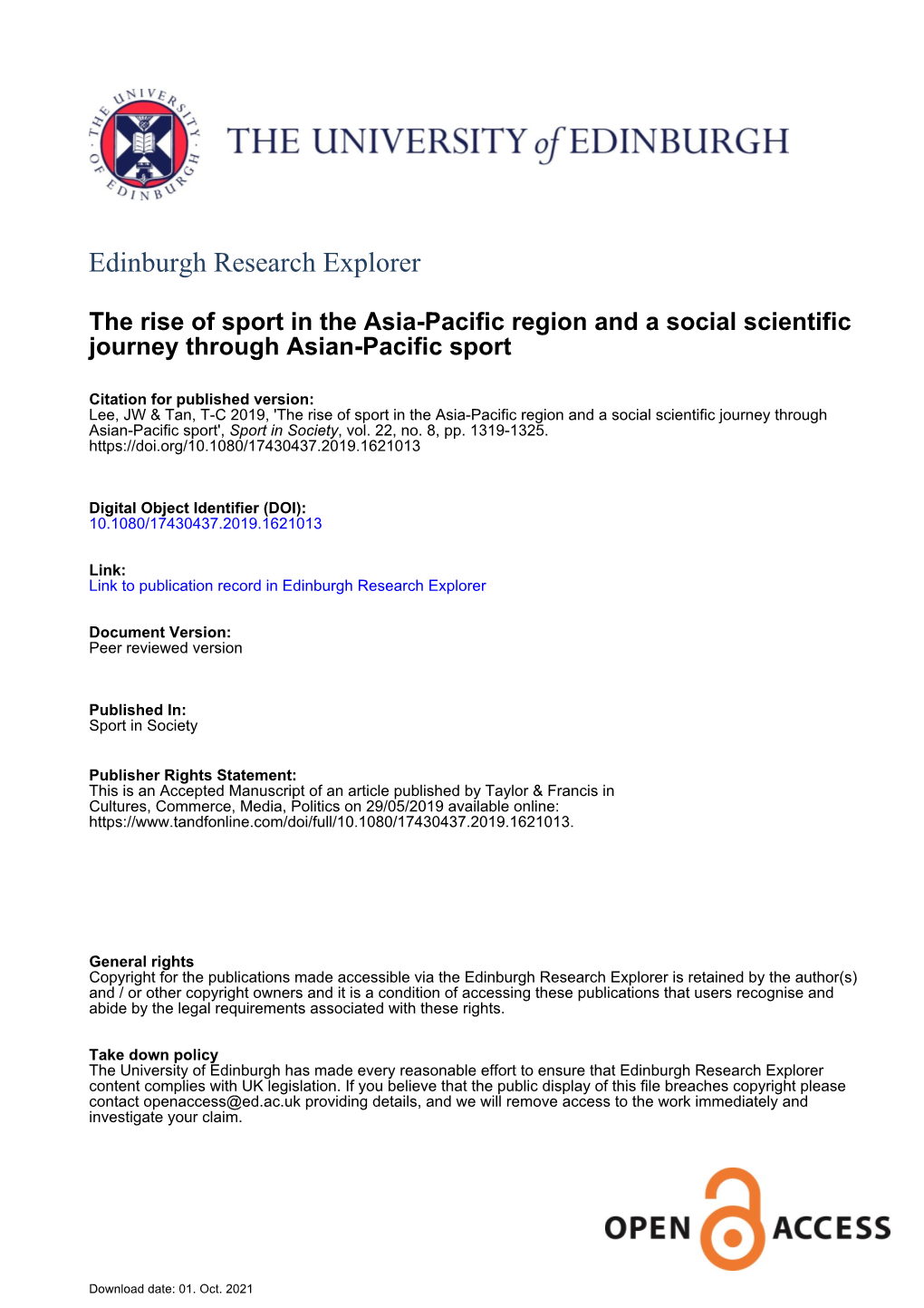 The Rise of Sport in the Asia-Pacific Region and a Social Scientific Journey Through Asian-Pacific Sport