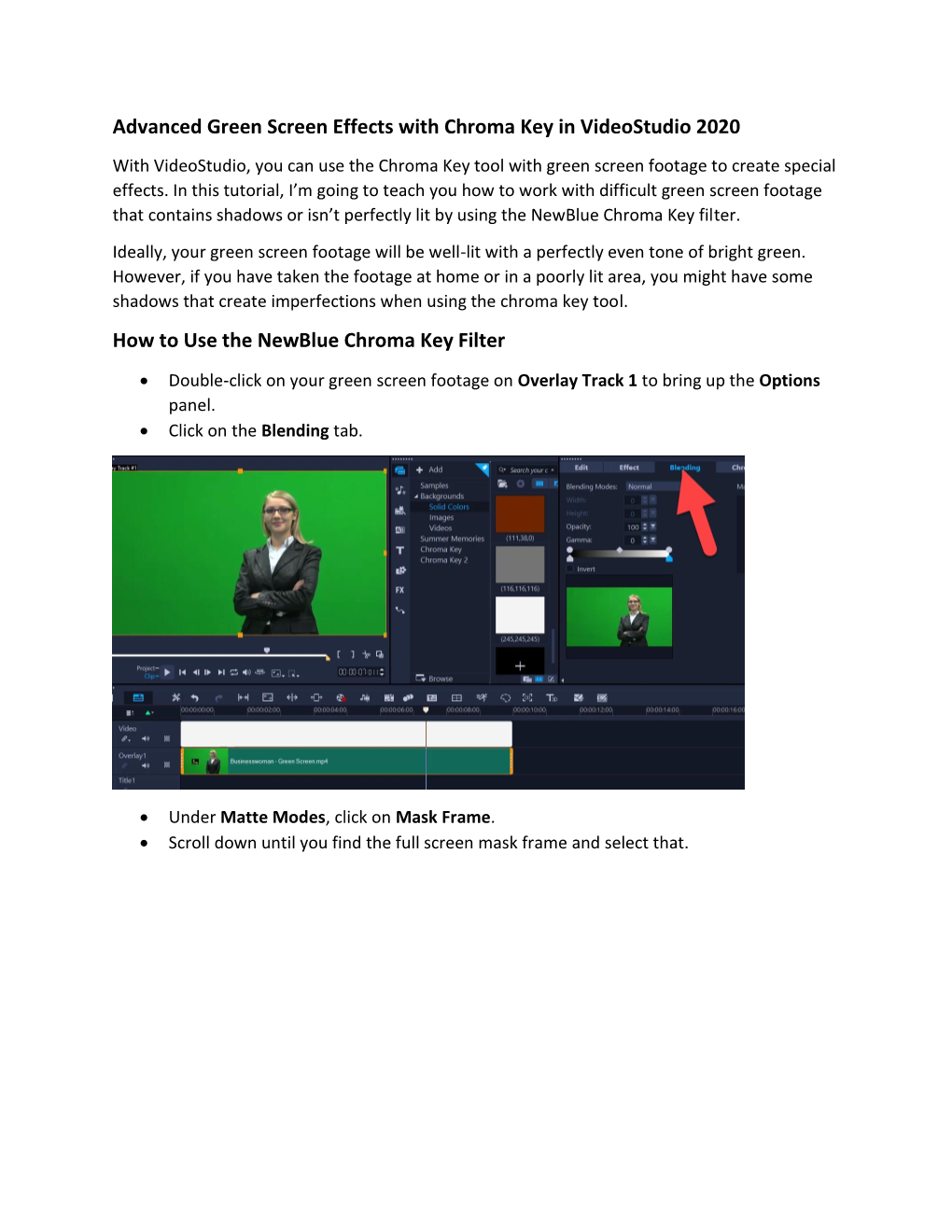 Advanced Green Screen Effects with Chroma Key in Videostudio 2020 How to Use the Newblue Chroma Key Filter