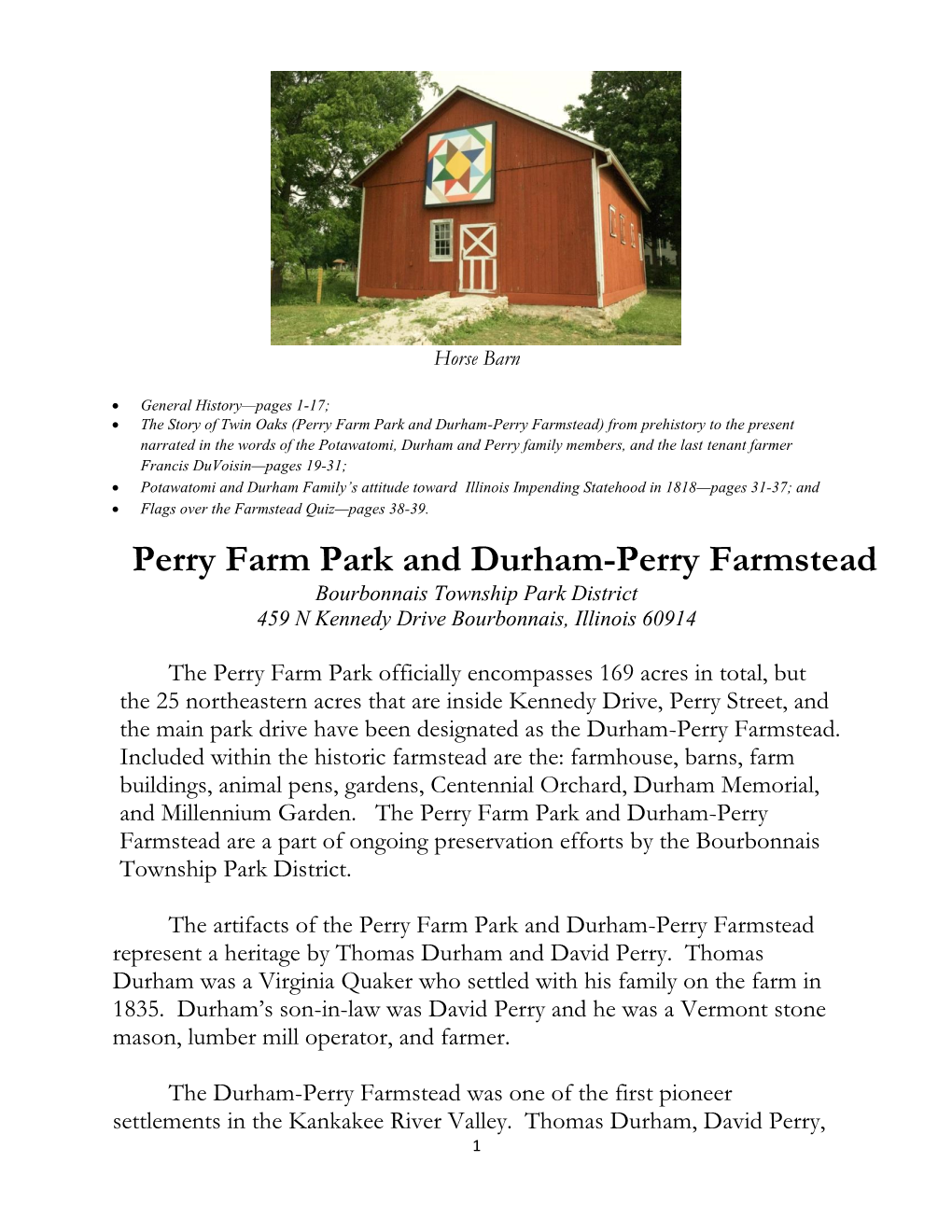 Perry Farm Park and Durham-Perry Farmstead